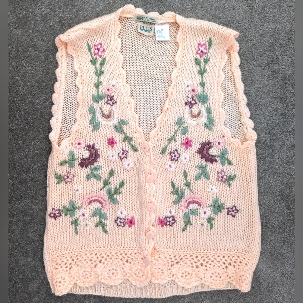 Hobie Pink Floral Embroidered Vest